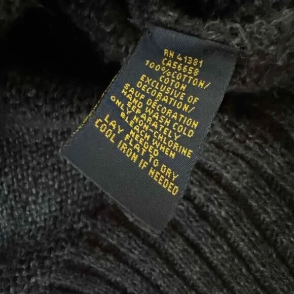 Polo Ralph Lauren Button Cardigan M Medium Blue Shawl Collar Cotton Knit Marled - Picture 10 of 10